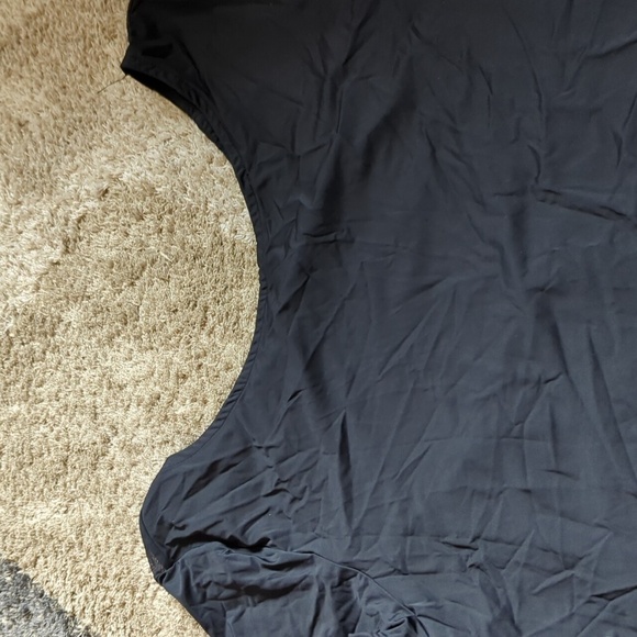 ZYIA Large Black Top Active Top Short Sleeve Nylon Spandex Twist Sheer - Picture 3 of 10
